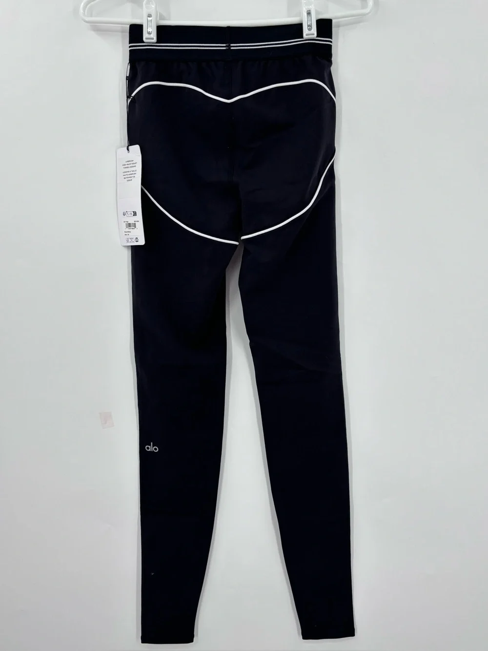 ALO Yoga Black Leggings with White Piping